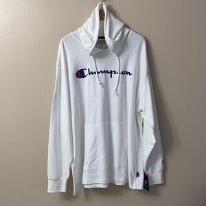 CHAMPION Men's White Pullover Hoodie Jacket Sweatshirt Kangaroo Pocket Size 2XL
